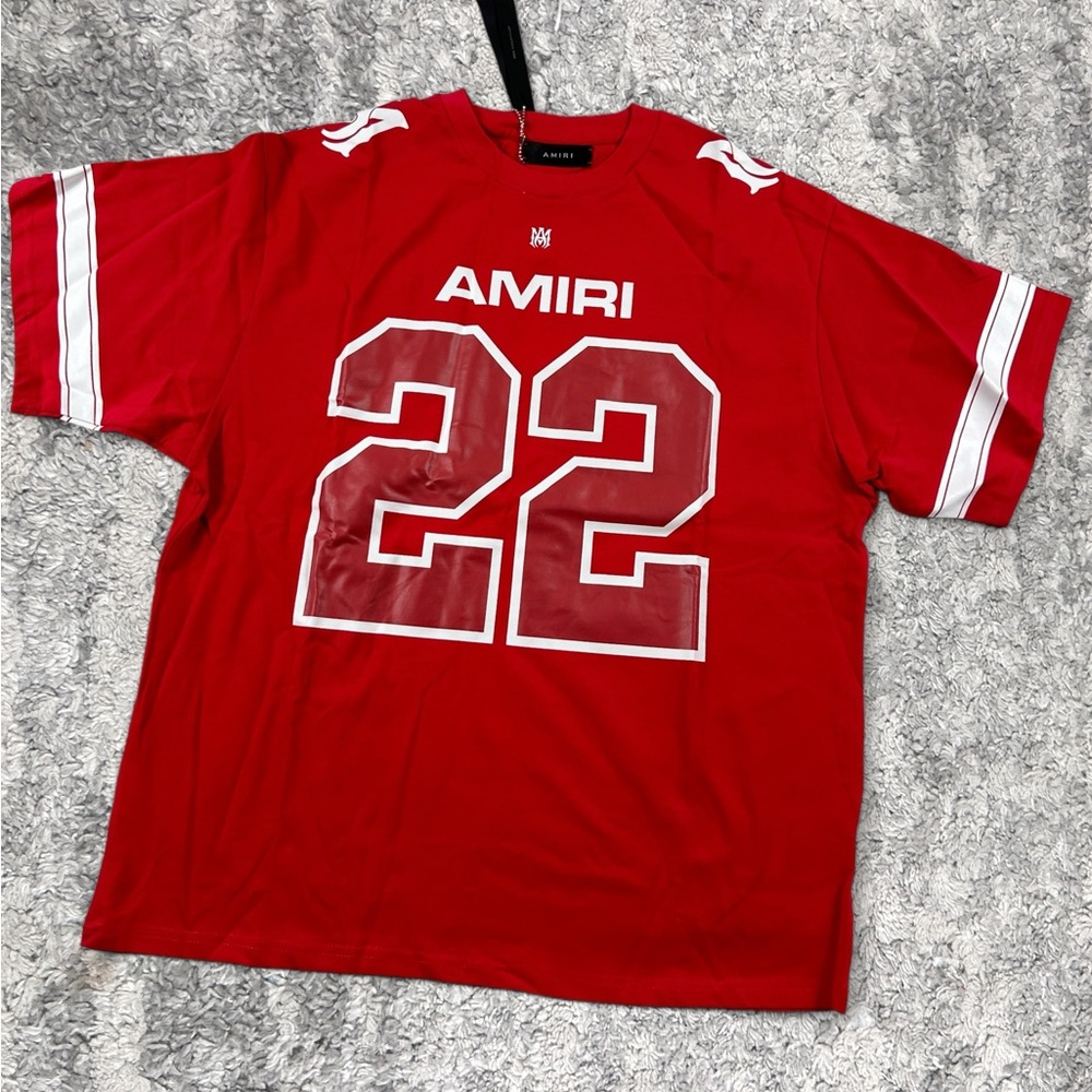 Amiri 22 Jersey Full Red and White Tee Mens Size Large